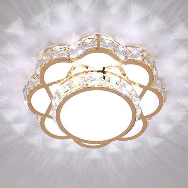 Floral Flush Ceiling Light Contemporary Crystal Rose Gold LED Flush Mount Lighting Fixture Clearhalo 'Ceiling Lights' 'Close To Ceiling Lights' 'Close to ceiling' 'Flush mount' Lighting' 2107534