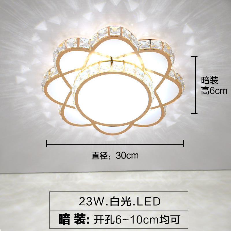 Floral Flush Ceiling Light Contemporary Crystal Rose Gold LED Flush Mount Lighting Fixture Rose Gold 12" White Clearhalo 'Ceiling Lights' 'Close To Ceiling Lights' 'Close to ceiling' 'Flush mount' Lighting' 2107537