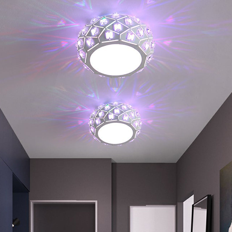 Artistic Drum Shaped Flush Light Crystal Corridor LED Flush Ceiling Light Fixture in White White Multi Color Clearhalo 'Ceiling Lights' 'Close To Ceiling Lights' 'Close to ceiling' 'Flush mount' Lighting' 2107556