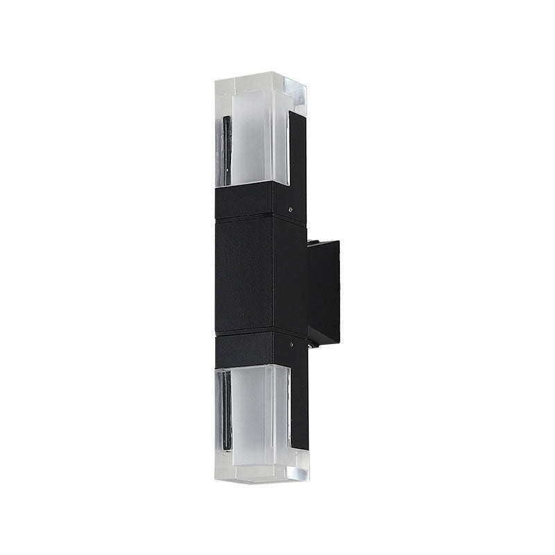 Rectangle Shaped Outdoor Sconce Lighting Acrylic Modern LED Wall Light Fixture in Black Clearhalo 'Wall Lamps & Sconces' 'Wall Lights' Lighting' 2107606