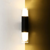 Rectangle Shaped Outdoor Sconce Lighting Acrylic Modern LED Wall Light Fixture in Black Clearhalo 'Wall Lamps & Sconces' 'Wall Lights' Lighting' 2107608