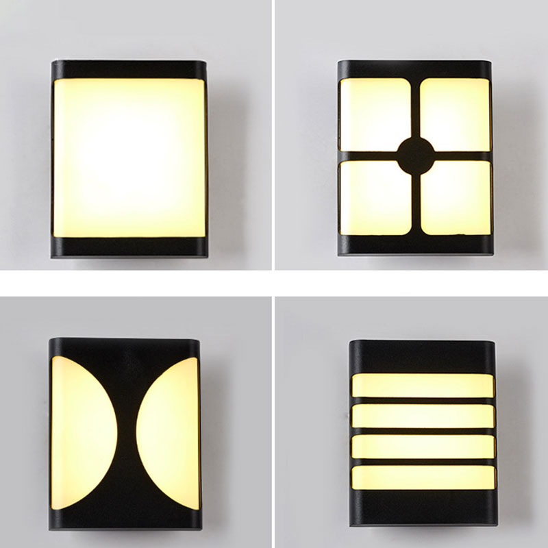 Geometrical Acrylic Wall Sconce Light Minimalist Black LED Wall Mount Lighting for Courtyard Clearhalo 'Wall Lamps & Sconces' 'Wall Lights' Lighting' 2107637