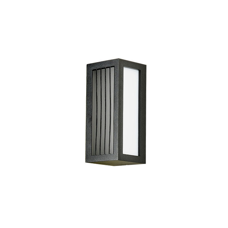 Textured Black Rectangular LED Wall Mounted Light Simplicity Metallic Wall Sconce Lighting for Patio Clearhalo 'Wall Lamps & Sconces' 'Wall Lights' Lighting' 2107682