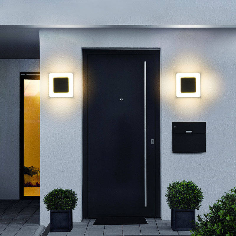 Geometric Courtyard Sconce Light Metallic Minimalist LED Wall Mount Lighting in Textured Black Clearhalo 'Wall Lamps & Sconces' 'Wall Lights' Lighting' 2107693