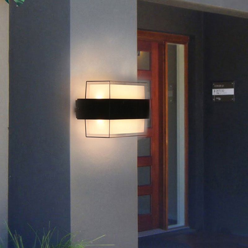 Geometrical Sconce Lighting Modern Acrylic Balcony LED Wall Light Fixture in Textured Black Textured Black A Clearhalo 'Wall Lamps & Sconces' 'Wall Lights' Lighting' 2107697