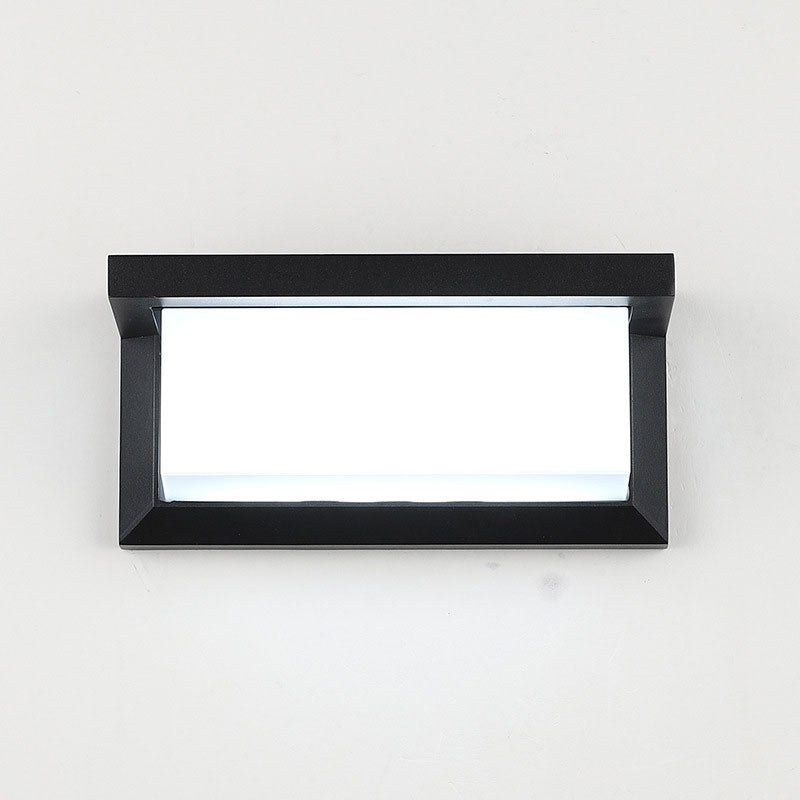 Rectangular Courtyard Sconce Lighting Metallic Modern LED Wall Light Fixture in Black Black Clearhalo 'Wall Lamps & Sconces' 'Wall Lights' Lighting' 2107739