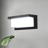 Rectangular Courtyard Sconce Lighting Metallic Modern LED Wall Light Fixture in Black Clearhalo 'Wall Lamps & Sconces' 'Wall Lights' Lighting' 2107740