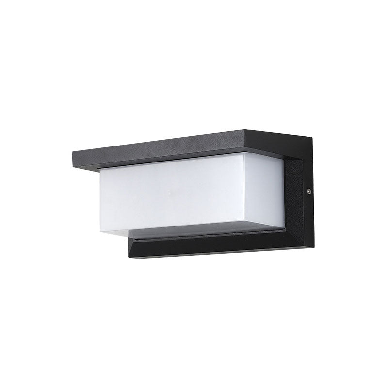 Rectangular Courtyard Sconce Lighting Metallic Modern LED Wall Light Fixture in Black Clearhalo 'Wall Lamps & Sconces' 'Wall Lights' Lighting' 2107743