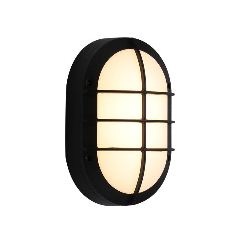 Black Oblong Shaped Sconce Lighting Modern Aluminum LED Wall Light Fixture for Courtyard Black A Clearhalo 'Wall Lamps & Sconces' 'Wall Lights' Lighting' 2107774