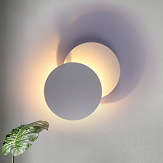 Circle Wall Sconce Light Minimalist Metallic Balcony LED Wall Mount Lighting in White Clearhalo 'Wall Lamps & Sconces' 'Wall Lights' Lighting' 2107791