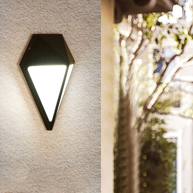 Aluminum Diamond Wall Sconce Light Minimalist Black LED Wall Mount Lighting for Outdoor Clearhalo 'Wall Lamps & Sconces' 'Wall Lights' Lighting' 2107818