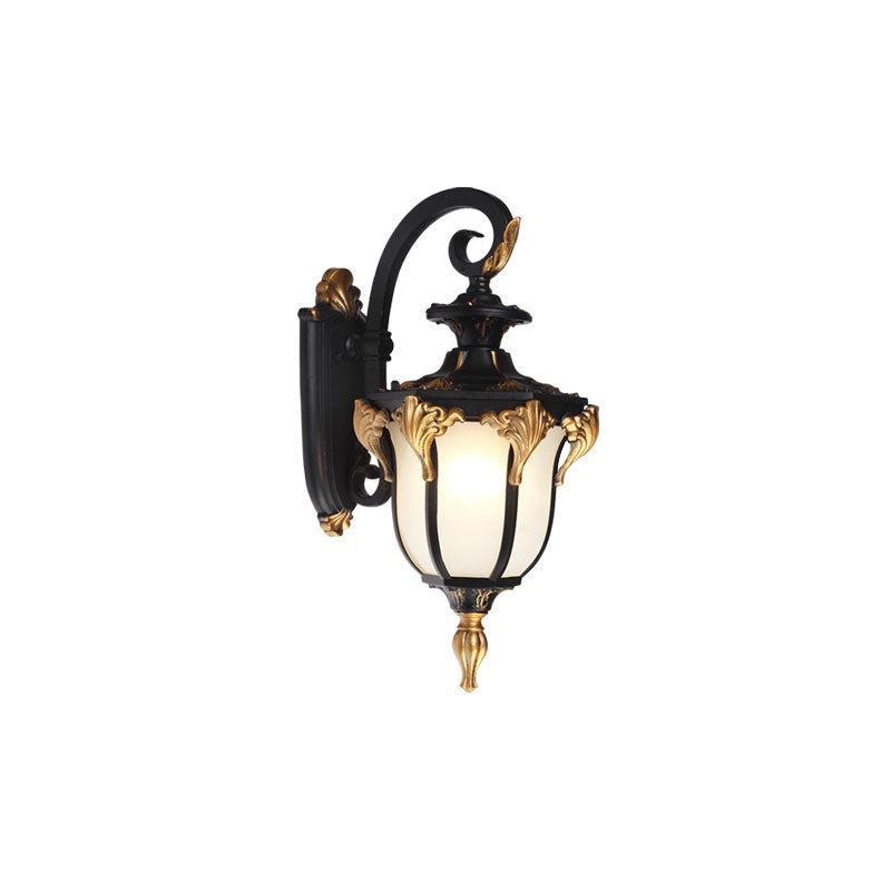 Bell Shade Frost Glass Wall Mount Light Vintage 1-Light Outdoor Wall Lighting Fixture Gold Clearhalo 'Wall Lamps & Sconces' 'Wall Lights' Lighting' 2107839