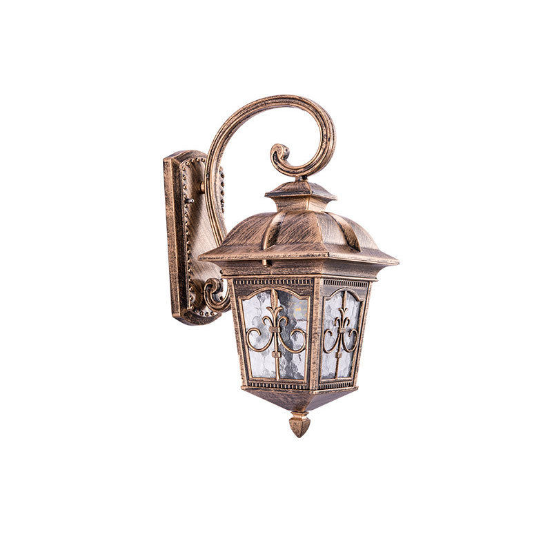 Tapered Shade Ripple Glass Wall Lantern Rustic 1-Light Courtyard Wall Light Fixture Clearhalo 'Wall Lamps & Sconces' 'Wall Lights' Lighting' 2107873