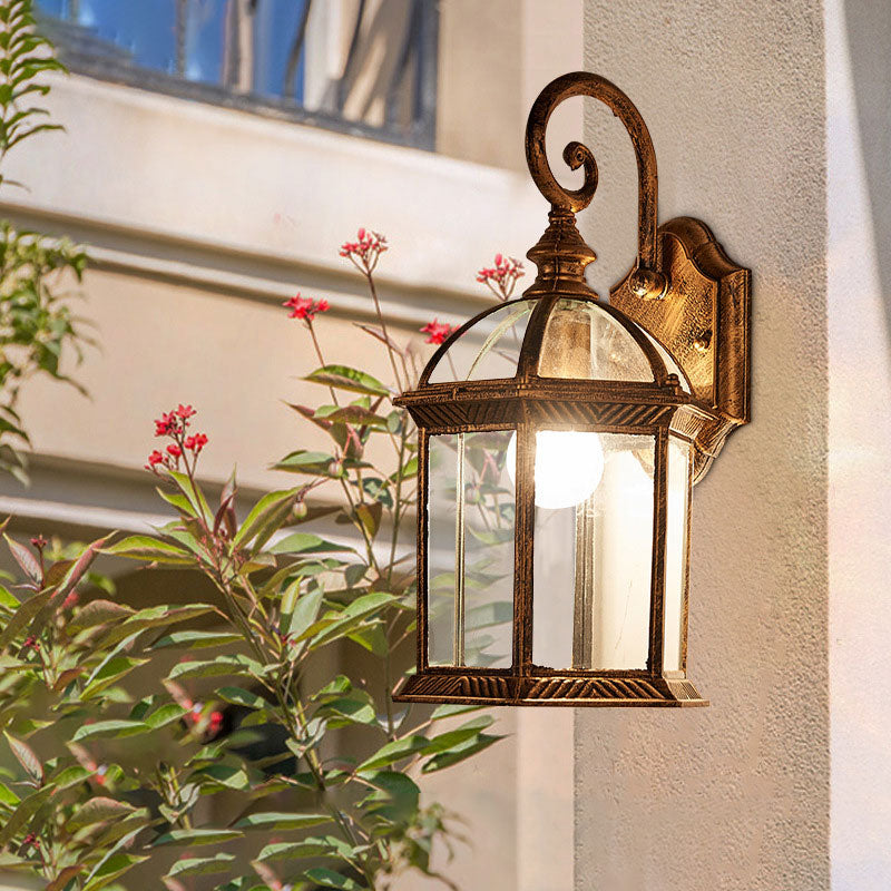 Traditional House Shaped Wall Mount Light Single Clear Glass Wall Light Fixture for Courtyard Clearhalo 'Wall Lamps & Sconces' 'Wall Lights' Lighting' 2107881