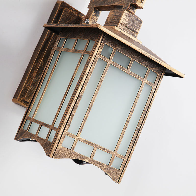 Traditional House Shaped Wall Sconce Single Aluminium Wall Mounted Light with Frost Glass Shade Clearhalo 'Wall Lamps & Sconces' 'Wall Lights' Lighting' 2107928