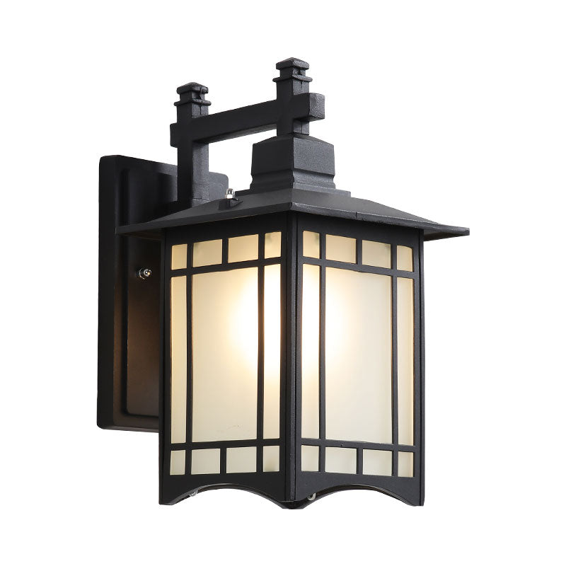 Traditional House Shaped Wall Sconce Single Aluminium Wall Mounted Light with Frost Glass Shade Clearhalo 'Wall Lamps & Sconces' 'Wall Lights' Lighting' 2107931