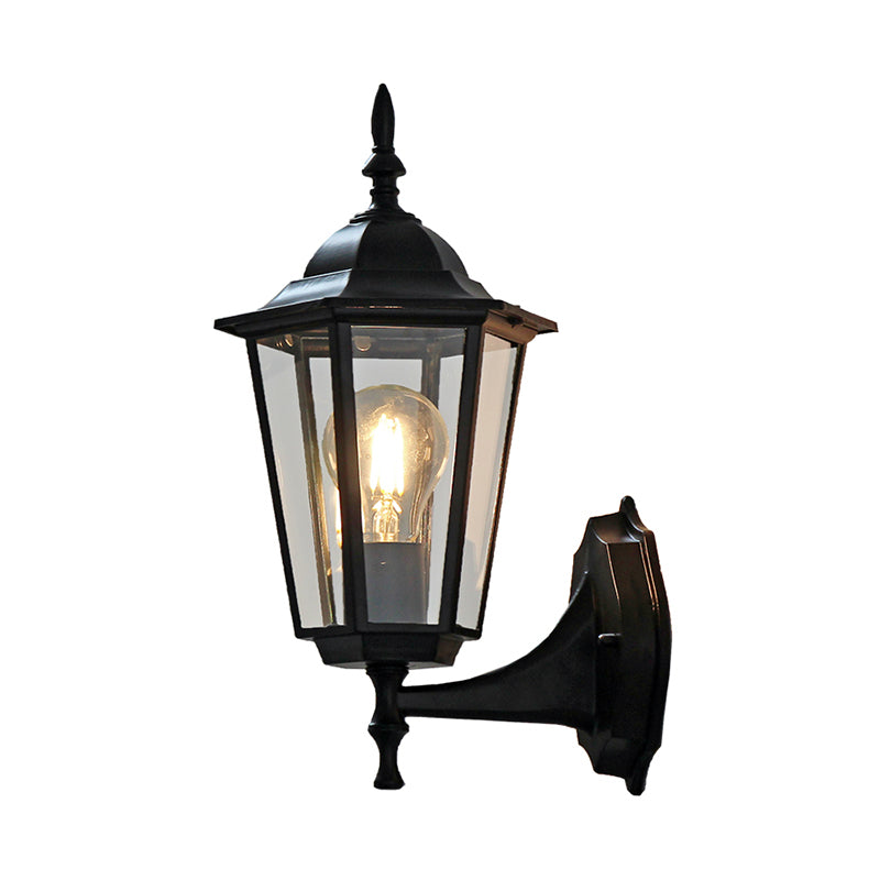 Tapered Clear Glass Wall Sconce Light Traditional Single Outdoor Wall Light Fixture Clearhalo 'Wall Lamps & Sconces' 'Wall Lights' Lighting' 2107978