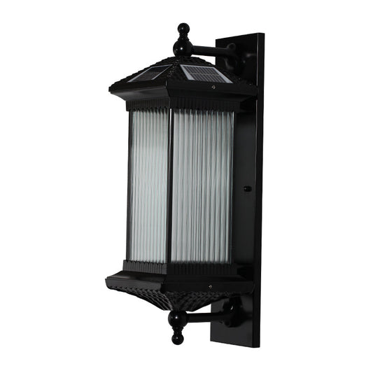 Rectangle Ribbed Glass LED Wall Mount Light Traditional Outdoor Solar Wall Light Fixture Clearhalo 'Wall Lamps & Sconces' 'Wall Lights' Lighting' 2108100