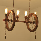 4-Bulb Metal Hanging Light Kit Industrial Weathered Copper Wheel Dining Room Island Lighting Fixture Weathered Copper Clearhalo 'Ceiling Lights' 'Island Lights' Lighting' 210979