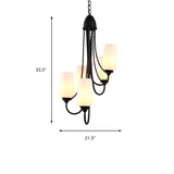 Black Cup Shape Pendant Lighting Traditional Frosted Glass 5/7 Lights Living Room Chandelier for Living Room Clearhalo 'Ceiling Lights' 'Chandeliers' Lighting' options 210996