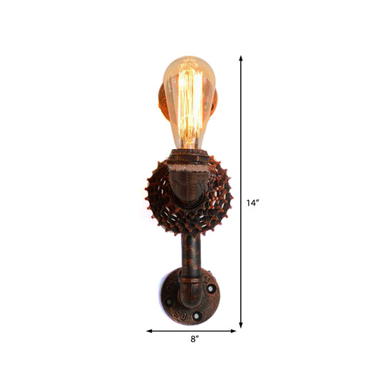 1 Light Exposed Wall Lamp Industrial Weathered Copper Metal Sconce Light Fixture for Indoor with Gear Clearhalo 'Art deco wall lights' 'Cast Iron' 'Glass' 'Industrial wall lights' 'Industrial' 'Middle century wall lights' 'Modern' 'Rustic wall lights' 'Tiffany' 'Traditional wall lights' 'Wall Lamps & Sconces' 'Wall Lights' Lighting' 211272