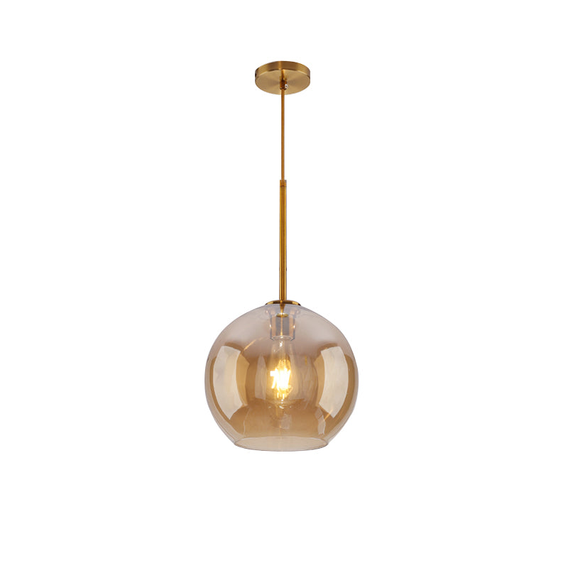 Global Pendant Lighting Modern Clear/Amber Glass 1 Light Gold Hanging Lamp Kit Fixture, 8"/10"/12" Wide Clearhalo 'Ceiling Lights' 'Glass shade' 'Glass' 'Modern Pendants' 'Modern' 'Pendant Lights' 'Pendants' Lighting' 211314