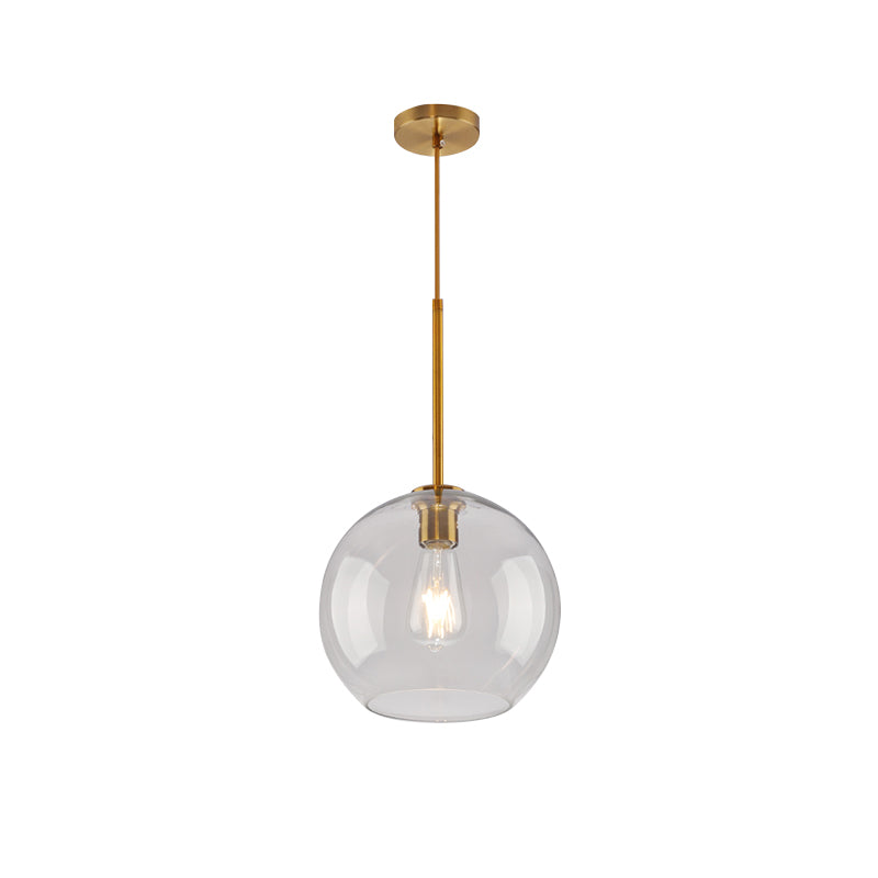 Global Pendant Lighting Modern Clear/Amber Glass 1 Light Gold Hanging Lamp Kit Fixture, 8"/10"/12" Wide Clearhalo 'Ceiling Lights' 'Glass shade' 'Glass' 'Modern Pendants' 'Modern' 'Pendant Lights' 'Pendants' Lighting' 211320