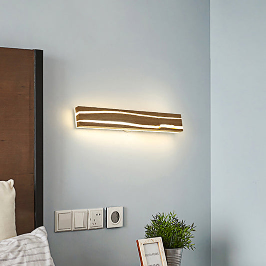 Striped Wood Sconce Light Simple LED Beige Vanity Light for Bedroom Clearhalo 'Vanity Lights' 'Wall Lights' Lighting' 211322