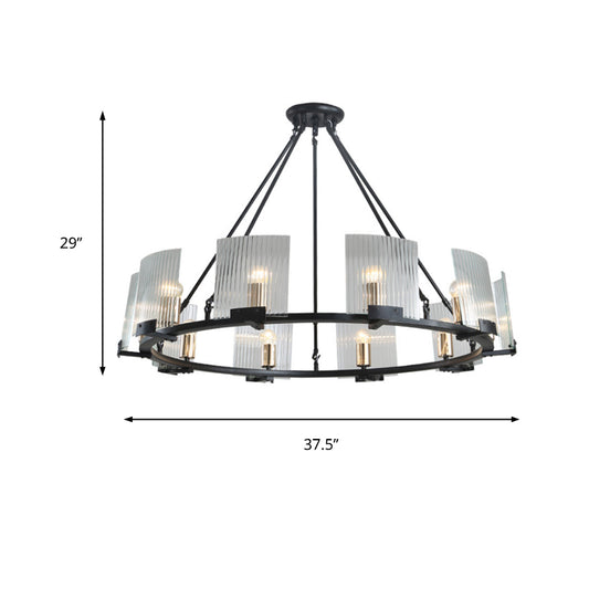 Wagon Wheel Living Room Ceiling Chandelier Traditional Metal 4/8/10 Lights Black Hanging Fixture Clearhalo 'Ceiling Lights' 'Chandeliers' Lighting' options 211328