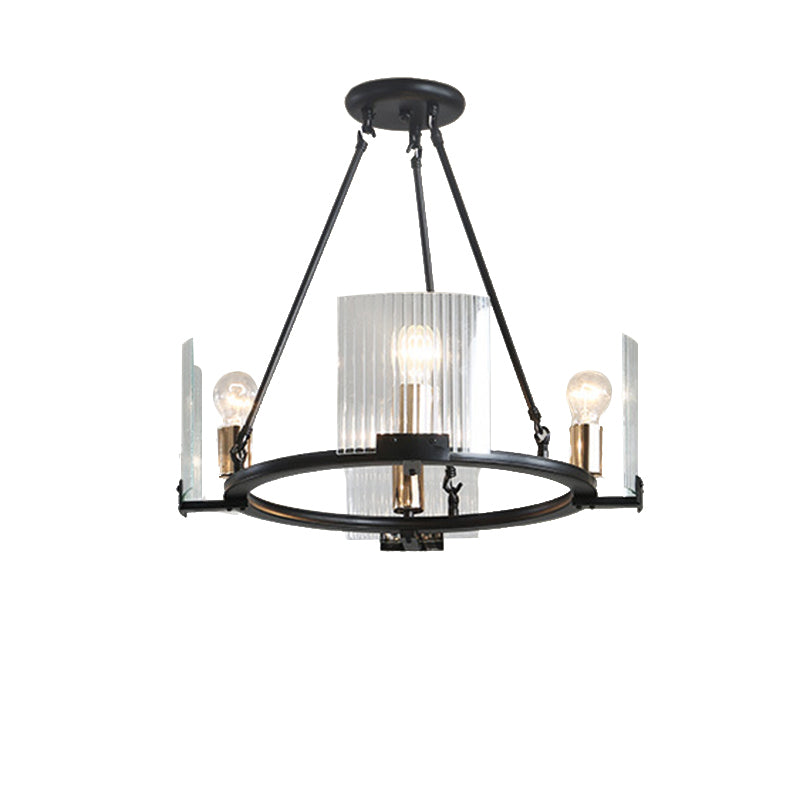 Wagon Wheel Living Room Ceiling Chandelier Traditional Metal 4/8/10 Lights Black Hanging Fixture Clearhalo 'Ceiling Lights' 'Chandeliers' Lighting' options 211333