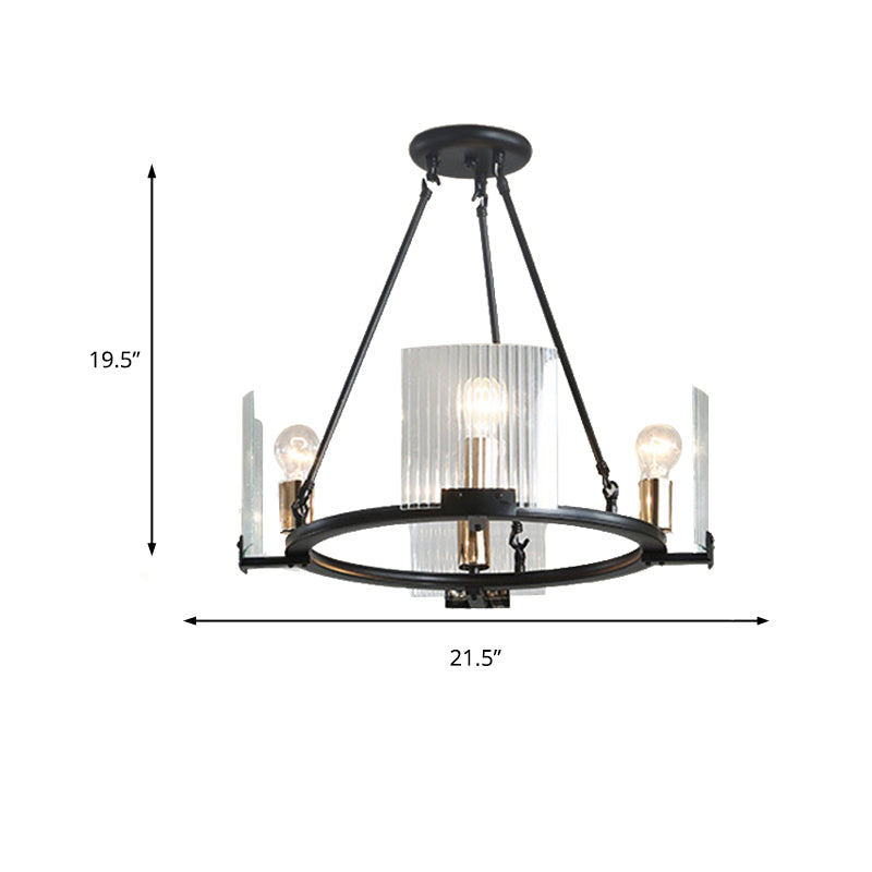 Wagon Wheel Living Room Ceiling Chandelier Traditional Metal 4/8/10 Lights Black Hanging Fixture Clearhalo 'Ceiling Lights' 'Chandeliers' Lighting' options 211334