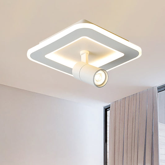 Square/Round Flush Mount Lighting Modern Acrylic LED White/Black Flush Mount Lamp Fixture in White/Warm Light White Square Clearhalo 'Ceiling Lights' 'Close To Ceiling Lights' 'Close to ceiling' 'Flush mount' Lighting' 211384