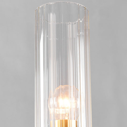 6/8 Lights Pendant Light Classic Tube Clear Glass Hanging Chandelier in Black/Gold with Wheel Design Clearhalo 'Ceiling Lights' 'Chandeliers' Lighting' options 211456