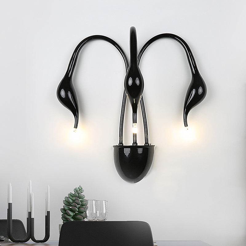 Metal Swan Wall Mount Light Nordic 3/5 Lights Black/Red/White LED Wall Sconce for Living Room 3.0 Black Clearhalo 'Cast Iron' 'Glass' 'Industrial' 'Modern wall lights' 'Modern' 'Tiffany' 'Traditional wall lights' 'Wall Lamps & Sconces' 'Wall Lights' Lighting' 211545