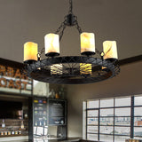 Resin Beige Pendant Lamp Cylinder 8 Lights Traditional Chandelier Light Fixture for Dining Room Clearhalo 'Ceiling Lights' 'Chandeliers' Lighting' options 211558