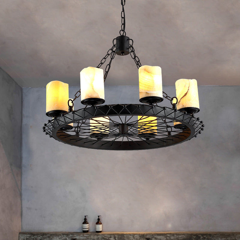 Resin Beige Pendant Lamp Cylinder 8 Lights Traditional Chandelier Light Fixture for Dining Room Clearhalo 'Ceiling Lights' 'Chandeliers' Lighting' options 211559