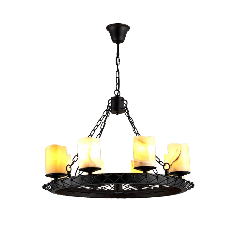 Resin Beige Pendant Lamp Cylinder 8 Lights Traditional Chandelier Light Fixture for Dining Room Clearhalo 'Ceiling Lights' 'Chandeliers' Lighting' options 211560