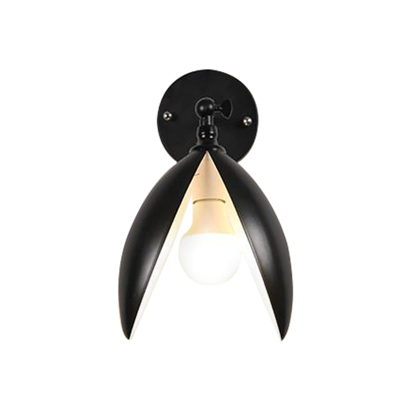 Blooming Bud Wall Light Modern Metal 1 Light Black/White Wall Mounted Light for Living Room Clearhalo 'Cast Iron' 'Glass' 'Industrial' 'Modern wall lights' 'Modern' 'Tiffany' 'Traditional wall lights' 'Wall Lamps & Sconces' 'Wall Lights' Lighting' 211628