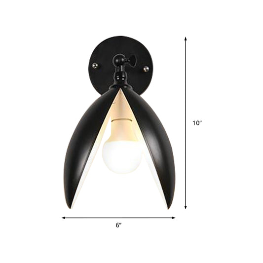 Blooming Bud Wall Light Modern Metal 1 Light Black/White Wall Mounted Light for Living Room Clearhalo 'Cast Iron' 'Glass' 'Industrial' 'Modern wall lights' 'Modern' 'Tiffany' 'Traditional wall lights' 'Wall Lamps & Sconces' 'Wall Lights' Lighting' 211629