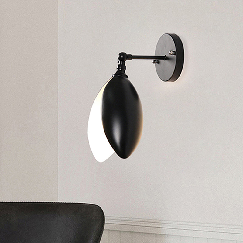 Blooming Bud Wall Light Modern Metal 1 Light Black/White Wall Mounted Light for Living Room Black Clearhalo 'Cast Iron' 'Glass' 'Industrial' 'Modern wall lights' 'Modern' 'Tiffany' 'Traditional wall lights' 'Wall Lamps & Sconces' 'Wall Lights' Lighting' 211630