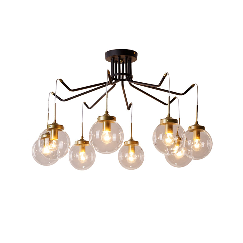 Globe Clear Glass Chandelier Lighting Classic 6/8 Lights Dining Room Pendant Lighting in Black Clearhalo 'Ceiling Lights' 'Chandeliers' Lighting' options 211642