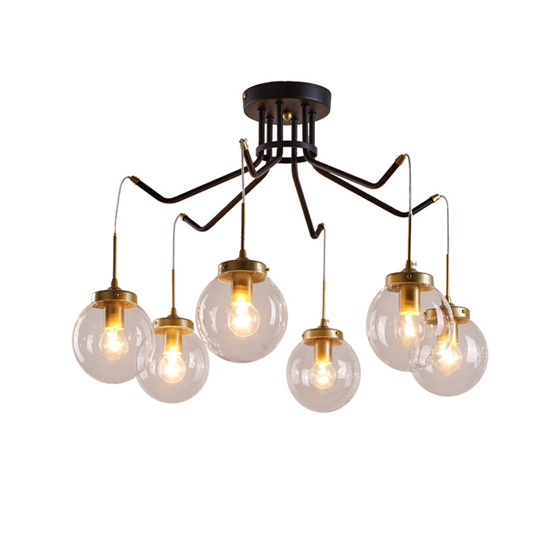 Globe Clear Glass Chandelier Lighting Classic 6/8 Lights Dining Room Pendant Lighting in Black Clearhalo 'Ceiling Lights' 'Chandeliers' Lighting' options 211644