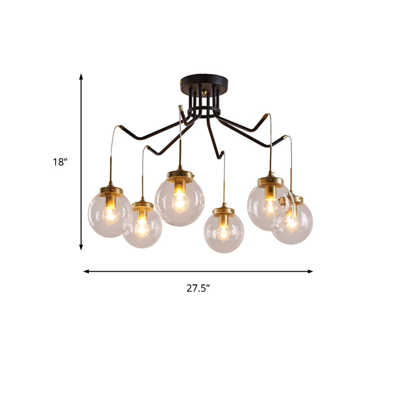 Globe Clear Glass Chandelier Lighting Classic 6/8 Lights Dining Room Pendant Lighting in Black Clearhalo 'Ceiling Lights' 'Chandeliers' Lighting' options 211645