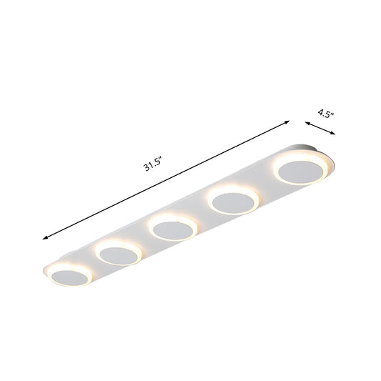 Rectangular Acrylic Flush Mount Lamp Contemporary 3/4/5 Lights White Flush Mount Light for Bedroom in Warm/White Light Clearhalo 'Ceiling Lights' 'Close To Ceiling Lights' 'Close to ceiling' 'Flush mount' Lighting' 211657