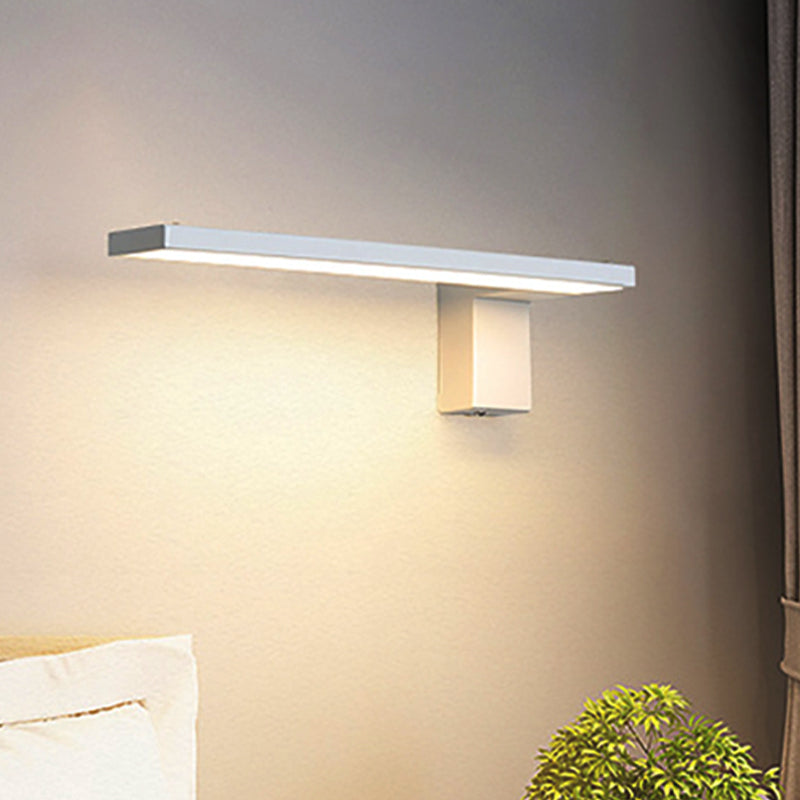 Minimalist Rectangular Wall Mount Light Acrylic White/Black LED Bedside Wall Light Fixture in Warm/White Light White Clearhalo 'Modern wall lights' 'Modern' 'Wall Lamps & Sconces' 'Wall Lights' Lighting' 211668