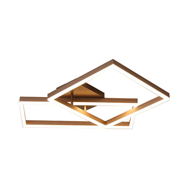 Metal Geometric Semi Flush Lighting Modernist 2/3/4 Lights Brown Led Semi Flush Mount Lamp in White/Warm Light Clearhalo 'Ceiling Lights' 'Close To Ceiling Lights' 'Close to ceiling' 'Semi-flushmount' Lighting' 211673