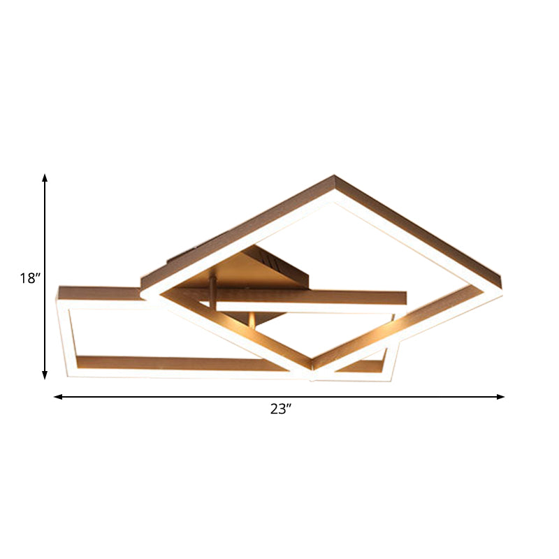 Metal Geometric Semi Flush Lighting Modernist 2/3/4 Lights Brown Led Semi Flush Mount Lamp in White/Warm Light Clearhalo 'Ceiling Lights' 'Close To Ceiling Lights' 'Close to ceiling' 'Semi-flushmount' Lighting' 211674