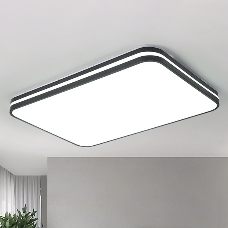 Black Square/Rectangle Flush Lighting Modern Led Acrylic Flush Mount Lamp Fixture in White Light, 16"/19.5"/25.5" Wide Black Clearhalo 'Ceiling Lights' 'Close To Ceiling Lights' 'Close to ceiling' 'Flush mount' Lighting' 211778