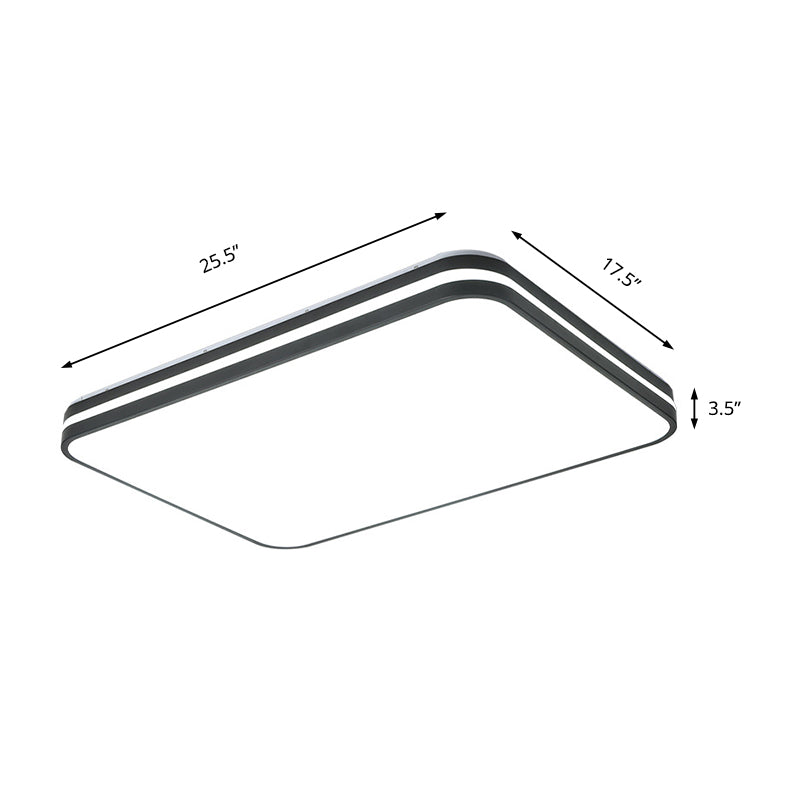 Black Square/Rectangle Flush Lighting Modern Led Acrylic Flush Mount Lamp Fixture in White Light, 16"/19.5"/25.5" Wide Clearhalo 'Ceiling Lights' 'Close To Ceiling Lights' 'Close to ceiling' 'Flush mount' Lighting' 211780