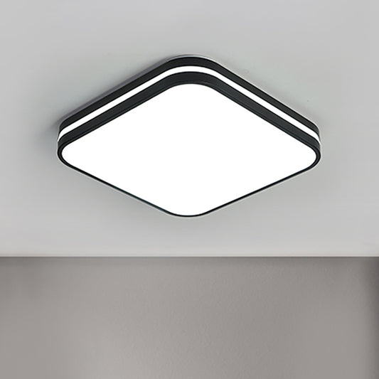 Black Square/Rectangle Flush Lighting Modern Led Acrylic Flush Mount Lamp Fixture in White Light, 16"/19.5"/25.5" Wide Black Clearhalo 'Ceiling Lights' 'Close To Ceiling Lights' 'Close to ceiling' 'Flush mount' Lighting' 211782